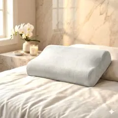 首と頭をサポートするために設計された波型コンター型の低反発ウレタンフォーム枕。