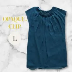 OPAQUE.CLIP パーティードレス 膝丈 花 エメラルドグリーン Lサイズ
