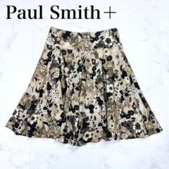 ◇ Paul Smith+ 総柄フレアスカート 花柄 ベージュ×ブラック 38