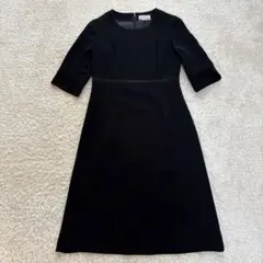 極美品☆組曲 KUMIKYOKUブラック 半袖 ひざ丈ワンピース フォーマル