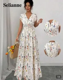 SHEIN フラワープリント ノースリーブ ワンピース Sサイズ