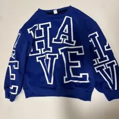 青いスウェットトレーナー 大きな文字入り