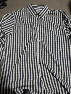 未使用品 ストライプ柄 長袖シャツ カジュアルシャツ 大きめ 薄手 XXL