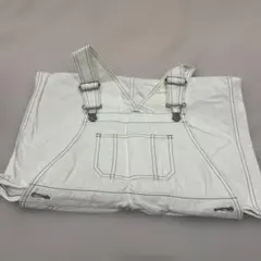 ホワイトデニム サロペットスカート ジャンパースカート 白 配色ステッチ