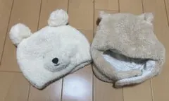 petit main ベビー帽子 クマ46cm プティマイン　ニット帽子　2点