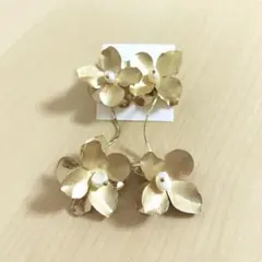ブライダルピアス 大ぶり 花 フラワー ゴールド ウェディング 前撮り 花嫁