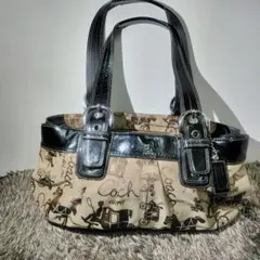 COACH コーチ トートバッグ ホース柄 キャンバス レザー