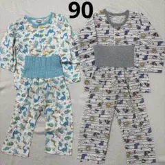 ベビー長そで腹巻付きパジャマ 90 2枚セット