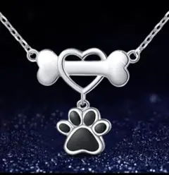 【大人気!】韓国風Dog Bone With Puppy Paw ネックレスのサムネイル