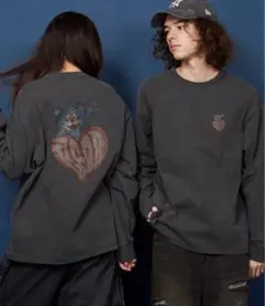新品　unrelaxing ヴィンテージライク 古着風 プリント　ロングTシャツ