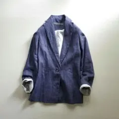 美品 ZARA ザラ テーラードジャケット ストライプ コットン混