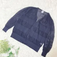 【関西ファッション連合】☆新品☆ 紺 L メッシュ カーディガン ジャケット