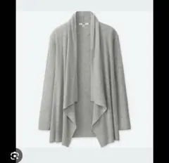 バーガンディ リブ編みカーディガン　リブドレープカーディガン　長袖　ワインレッド