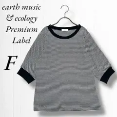 《アースミュージックエコロジー》五分袖Tシャツ/カットソー/ボーダー/F