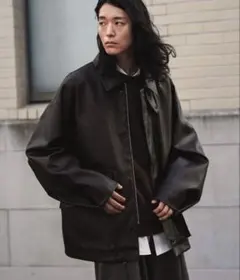 ダークブラウン オーバーサイズ レザージャケット L
