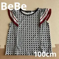 kids フリル付き花柄 ノースリーブ Tシャツ 100cm BeBeのサムネイル