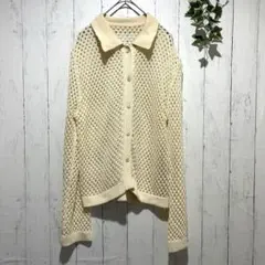 【アズールバイマウジー 】メッシュニット カーディガン Fサイズ　ベージュ