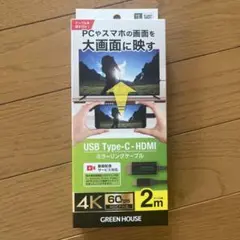 GREEN HOUSE USB Type-C-HDMI 変換ケーブル 2m