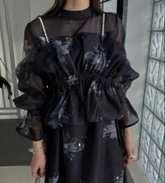 パールショルダーキャミセットオリジナルビッグフラワーワンピース