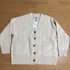 ZARA アイボリー ケーブルニットカーディガン M