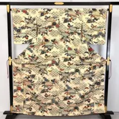 小紋 型染 花草模様 縮緬 しつけ糸 KK-2319