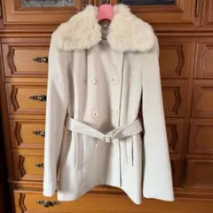 アイボリー ウール ダブルブレストピーコート