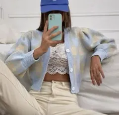 SHEIN シーイン　カジュアルチェックニットカーディガン　レディース　トップス