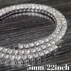 テニスチェーン　ネックレス　22inch　 czダイヤ　シルバー