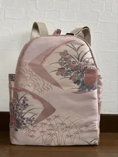 帯リメイク ボックスリュック 扇子に刺繍 - メルカリ