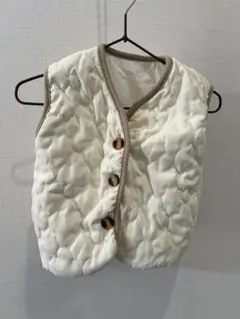 【美品】アイボリー 中綿ベスト キルティング　韓国服