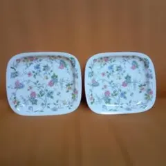 花柄四角皿 2枚セット