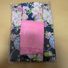 新品　マザウェイズ　浴衣　ネイビー　紺　120cm ピンク帯のサムネイル