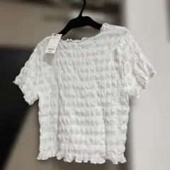 GU ホワイト フリル袖 トップス L