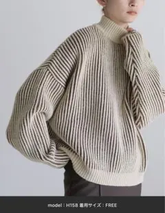 セレクトモカ　バイカラーリブ編みオーバーニット