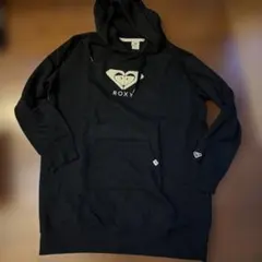 63)ロキシー　黒のチュニックパーカーワンピ