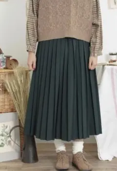 サマンサモスモス SM2 新品✨グリーン 無地 プリーツスカート F
