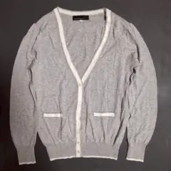 【クリアインプレッション】カーディガン (2) グレー リブ ボタン開閉 長袖