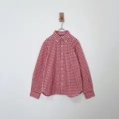 AIGLE 赤と白のチェック 長袖シャツ XS 綿混