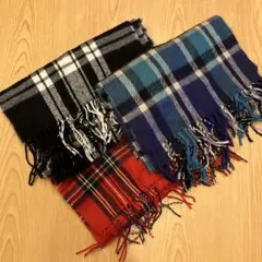 チェック柄マフラー3点セット