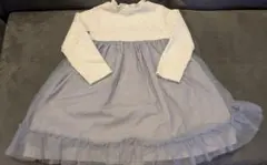 petit main チュールドッキングワンピース 100cm 長袖　ブルー