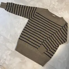 GU ボーダー クルーネック ニット ベージュ