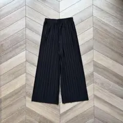 プリーツパンツ ブラック ワイド ウエストゴム レディース M〜L
