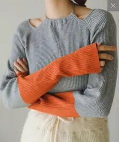 【美品】カスタネ　袖配色アメスリリブニット