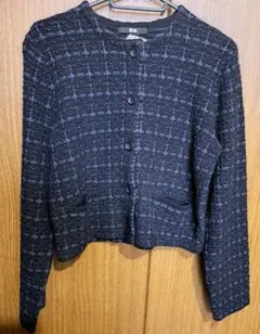 あ*し様 ユニクロ　ニットショートジャケット ブルー