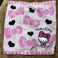 Hello Kitty ミニタオル ピンク リボン柄のサムネイル