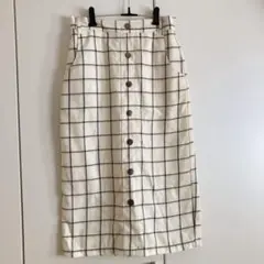 NICECLAUP 白チェックロングタイトスカート