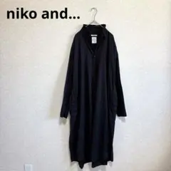 ニコアンド スキッパーシャツワンピース 襟ワイヤー入り ブラック L