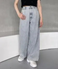 【美品】Heather ヘザー ハイウエストデニムワイドパンツ