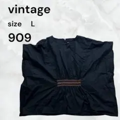 vintage 半袖 ブラウス ブラック Lサイズ　ワンポイント黒　ノースリーブ