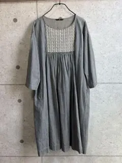 ビアズリー リネン100% ロングワンピース 刺繍 - メルカリ